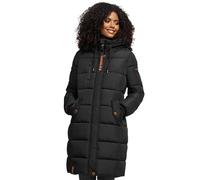Marikoo Damen Winterjacke - Lange Steppjacke mit Kapuze & vielen Taschen S