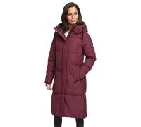 MARIKOO Damen Wintermantel (XS-3XL) - gesteppt, mit Kapuze & Reißverschlussschlitze - N082 - Wine Größe L - Gr.L