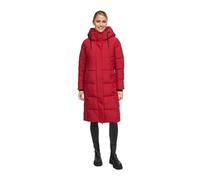 MARIKOO Damen Wintermantel (XS-6XL) gesteppt, lange Form, abnehmbare Kapuze, Magnettaschen - N057 - DeepRed Gr.M - Gr.M