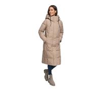 MARIKOO Damen Wintermantel (XS-6XL) gesteppt, lange Form, abnehmbare Kapuze, Magnettaschen - N057 - TaupeGrey Gr.S - Gr.S