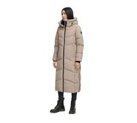 MARIKOO Damen Wintermantel (XS-6XL) - gesteppt mit fester Kapuze und 4 Taschen - N065 - TaupeGrey Größe XL - Gr.XL