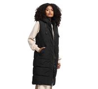 MARIKOO Damen Winterweste (XS-3XL) - Steppweste, lang, teils mit Magnetverschluss, verstellbare Kapuze, Warme Weste Frauen - N018 (XXL, Schwarz)