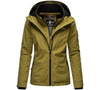 MARIKOO Designer Damen Übergangs Jacke leicht gefüttert Kapuze kurz B659 [B659-Erdbeer-Grün-Gr.XL]