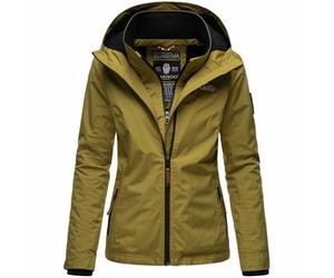 MARIKOO Designer Damen Übergangs Jacke leicht gefüttert Kapuze kurz B659 [B659-Erdbeer-Grün-Gr.XXL]