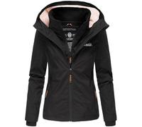 MARIKOO Designer Damen Übergangs Jacke leicht gefüttert Kapuze kurz B659 [B659-Erdbeer-Schwarz-Gr.4XL]
