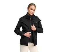MARIKOO Designer Damen Übergangs Jacke leicht gefüttert Kapuze kurz B659 [B659-Erdbeer-Schwarz-Schwarz-Gr.L]