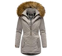 MARIKOO Designer Damen Winter Jacke Parka Mantel Teddyfell warm gefüttert B825 [B825-Sanak-Zink-Grau-Gr.XS]