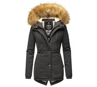 MARIKOO Designer Damen Winter Parka warme Winterjacke Mantel Jacke B601 [B601-Akira-Anthrazit-Gr.S]