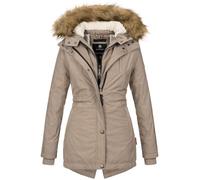 MARIKOO Designer Damen Winter Parka warme Winterjacke Mantel Jacke B601 [B601-Akira-Taupe-Gr.S]