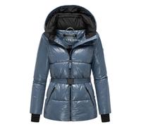 Navahoo Damen Winterjacke glänzende warme Steppjacke mit Taillengürtel Eisglanz 14 Dusty Blue Gr. M
