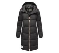 MARIKOO Damen Winterjacke (S-3XL) - Steppjacke, lang geschnitten, gefütterte Kapuze mit Kordelzug, Warme Jacke Frauen - N024 (L, Schwarz)