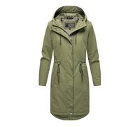 MARIKOO Damen Winterjacke (XS-6XL) - Übergangsjacke, lang geschnitten, Kapuze mit Kordelzug, Warme Jacke Frauen - N017 (S, Olive)