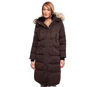 Langer Steppmantel mit abnehmbarer Kunstfellkapuze "Schneesternchen" Dark Choco XS