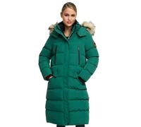 MARIKOO lange Damen Winterjacke warmer Parka gesteppt mit Kapuze B890 [B890-Schneestern-Ocean-Green-Gr.M]