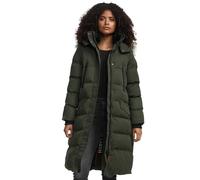 MARIKOO lange Damen Winterjacke warmer Parka gesteppt mit Kapuze B890 [B890-Schneestern-Olive-Gr.XL]