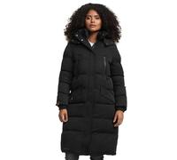 MARIKOO lange Damen Winterjacke warmer Parka gesteppt mit Kapuze B890 [B890-Schneestern-Schwarz-Gr.M]