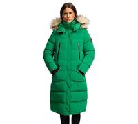 MARIKOO lange Damen Winterjacke warmer Parka gesteppt mit Kapuze B890 [B890-Schneestern-Smarag-Gr.S]