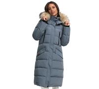 MARIKOO lange Damen Winterjacke warmer Parka gesteppt mit Kapuze B890 [B890-Schneestern-Stormy-Gr.M]