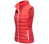 MARIKOO leicht gefütterte Damen Steppweste Übergangsjacke mit elastischen Rippbündchen an der Seite und hohem Kragen Reimii Coral Red Gr. M