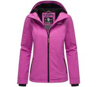 MARIKOO leicht gefütterte Damen Übergangsjacke kurz Outdoor-Jacke mit Jersey-Innenfutter und großer Kapuze Brombeere Lilac Lily Gr. L
