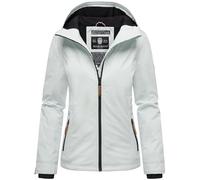 MARIKOO leicht gefütterte Damen Übergangsjacke kurz Outdoor-Jacke mit Jersey-Innenfutter und großer Kapuze Brombeere Ice Blue Gr. 3XL