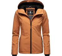 MARIKOO leicht gefütterte Damen Übergangsjacke kurz Outdoor-Jacke mit Jersey-Innenfutter und großer Kapuze Brombeere Rusty Cinnamon Gr. XL