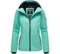 MARIKOO leicht gefütterte Damen Übergangsjacke kurz Outdoor-Jacke mit Jersey-Innenfutter und großer Kapuze Brombeere Aqua Green Gr. M