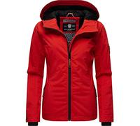MARIKOO leicht gefütterte Damen Übergangsjacke kurz Outdoor-Jacke mit Jersey-Innenfutter und großer Kapuze Brombeere Red Gr. XS
