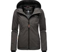 MARIKOO leicht gefütterte Damen Übergangsjacke kurz Outdoor-Jacke mit Jersey-Innenfutter und großer Kapuze Brombeere Anthracite Gr. XXL