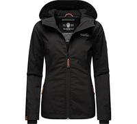 MARIKOO leicht gefütterte Damen Übergangsjacke kurz Outdoor-Jacke mit Jersey-Innenfutter und großer Kapuze Brombeere XS-6XL