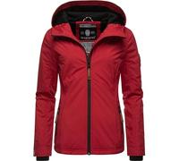 MARIKOO leicht gefütterte Damen Übergangsjacke kurz Outdoor-Jacke mit Jersey-Innenfutter und großer Kapuze Brombeere Dark Red Gr. XS