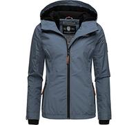 MARIKOO leicht gefütterte Damen Übergangsjacke kurz Outdoor-Jacke mit Jersey-Innenfutter und großer Kapuze Brombeere Dusty Blue Gr. XL