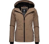 MARIKOO leicht gefütterte Damen Übergangsjacke kurz Outdoor-Jacke mit Jersey-Innenfutter und großer Kapuze Brombeere Taupe Gr. XXL