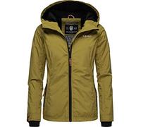 MARIKOO leicht gefütterte Damen Übergangsjacke kurz Outdoor-Jacke mit Jersey-Innenfutter und großer Kapuze Brombeere Moss Green Gr. L
