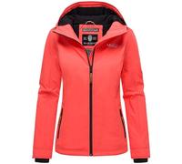 MARIKOO leicht gefütterte Damen Übergangsjacke kurz Outdoor-Jacke mit Jersey-Innenfutter und großer Kapuze Brombeere Coral Pink Gr. M