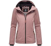 MARIKOO leicht gefütterte Damen Übergangsjacke kurz Outdoor-Jacke mit Jersey-Innenfutter und großer Kapuze Brombeere Mauve Gr. L