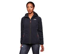 MARIKOO leichte Damen Übergangsjacke kurz Outdoor-Jacke mit Jersey-Innenfutter und großer Kapuze Brombeere Navy Gr. L