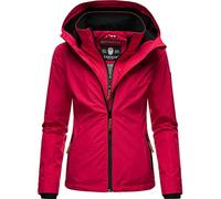 MARIKOO leicht gefütterte Damen Übergangsjacke kurze Sommerjacke mit kuscheligem Fleece-Innenfutter und großer Kapuze Erdbeere Fuchsia Gr. XS