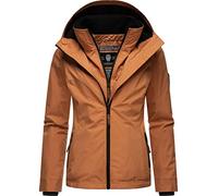 MARIKOO leicht gefütterte Damen Übergangsjacke kurz Outdoor-Jacke mit kuscheligem Fleece-Innenfutter und großer Kapuze Erdbeere Rusty Cinnamon Gr. S