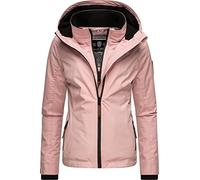 MARIKOO leicht gefütterte Damen Übergangsjacke kurze Sommerjacke mit kuscheligem Fleece-Innenfutter und großer Kapuze Erdbeere Powder Rose Gr. XXL