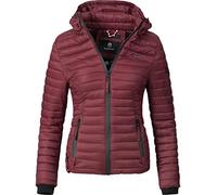 MARIKOO leichte Damen Übergangsjacke kurz mitteldick gefütterte Steppjacke mit Kapuze Samtpfote Bordeaux Gr. S