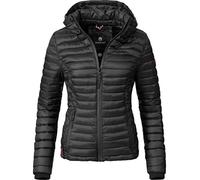 MARIKOO Damen leichte Übergangsjacke Steppjacke mit Kapuze Samtpfote Schwarz Gr. XXL