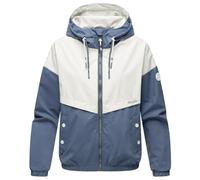 MARIKOO leichte Damen Übergangsjacke oversize Bomberjacke kurz mit Kapuze Liubkaa Dusty Blue Gr. 3XL