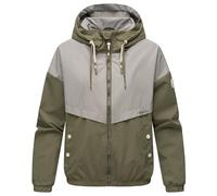 MARIKOO leichte Damen Übergangsjacke oversize Bomberjacke kurz mit Kapuze Liubkaa Dusty Olive Gr. 3XL