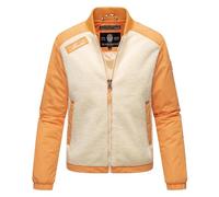 MARIKOO mitteldick gefütterte Damen Übergangsjacke College-Jacke kurz Hybrid-Jacke mit Teddy-Fleece Sayoo Offwhite - Apricot Sorbet Gr. M