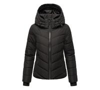 MARIKOO Winterjacke Damen (XS-3XL) - Wasserabweisend, Warm, Kapuze abnehmbar, Winddicht - Steppjacke, Frauen - Stehkragen, 4 Taschen, verlängerter Zipper - Schwarz XL