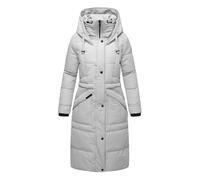 MARIKOO Damen Winterjacke lange Stepp Winter Jacke warm gesteppt B948 [B948-Ayum-Light-Grey-Gr.M]
