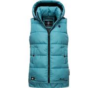 MARIKOO Damen warme Winter Steppweste mit Kapuze Zarinaa Misty Blue Gr. XS
