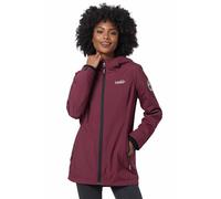 MARIKOO Übergangsjacke Damen (XS-XXL) - Atmungsaktiv, Innen Samtweicher Stoff, Kapuze, Winddicht - leichte Jacke lang - Stehkragen, 3 Taschen, verlängerter Zipper - Wine XS