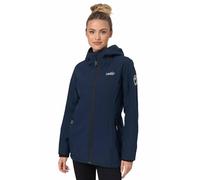 MARIKOO Übergangsjacke Damen (XS-XXL) - Atmungsaktiv, Innen Samtweicher Stoff, Kapuze, Winddicht - leichte Jacke lang - Stehkragen, 3 Taschen, verlängerter Zipper - Navy S